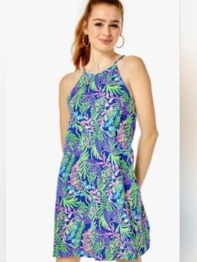 Lilly Pulitzer Margot Swing Halter Dress In Borealis Blue How You Like Me Prowl